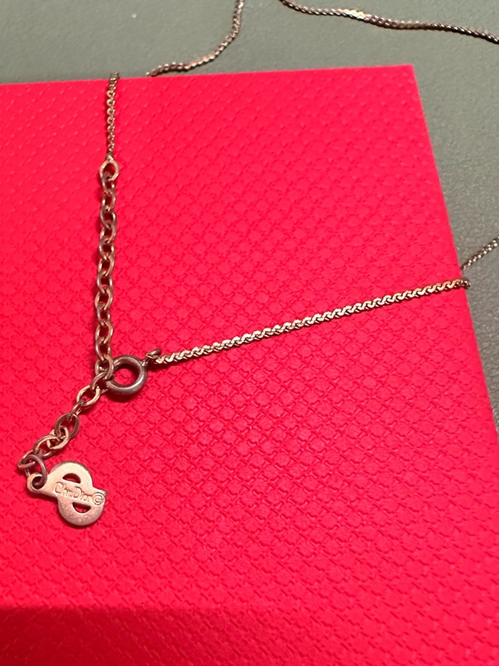 AUTHENTIC Christian Dior Gold Rhinestone Heart Necklace - Picture 4 of 5